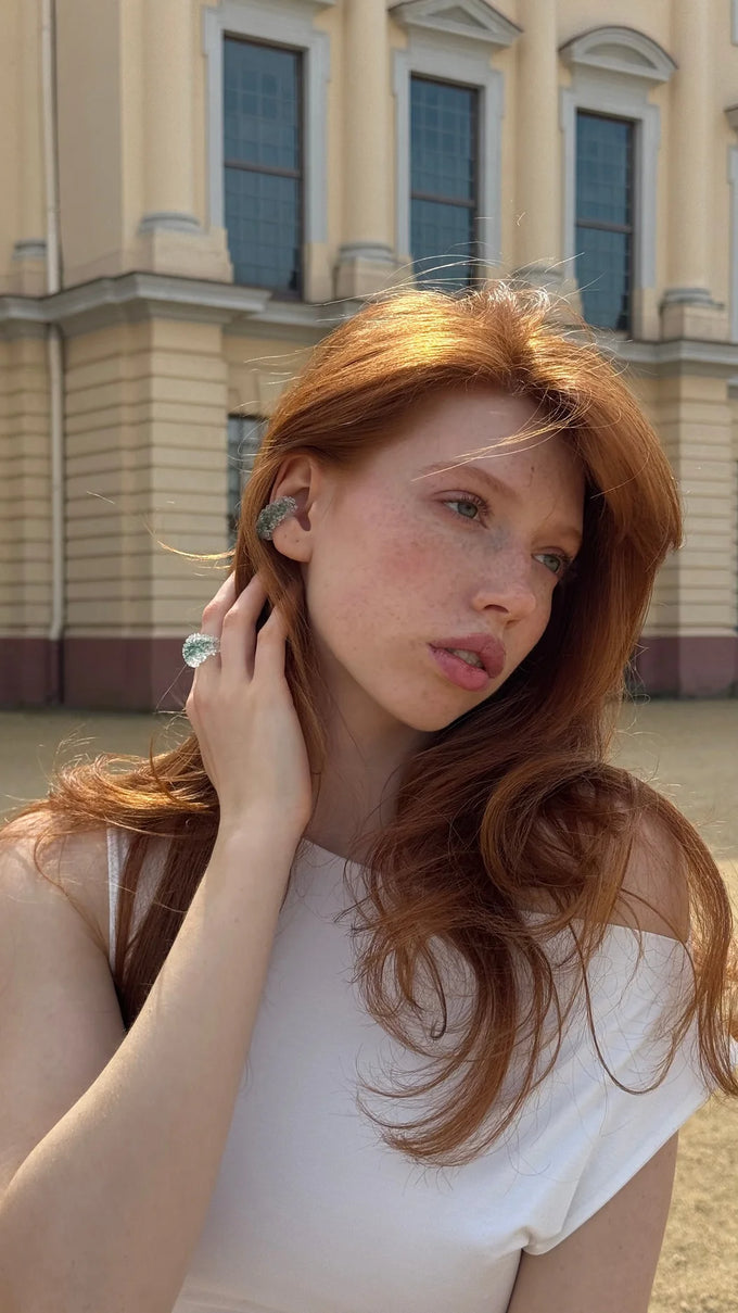 Каф на вухо Dew Green tide з муранського скла