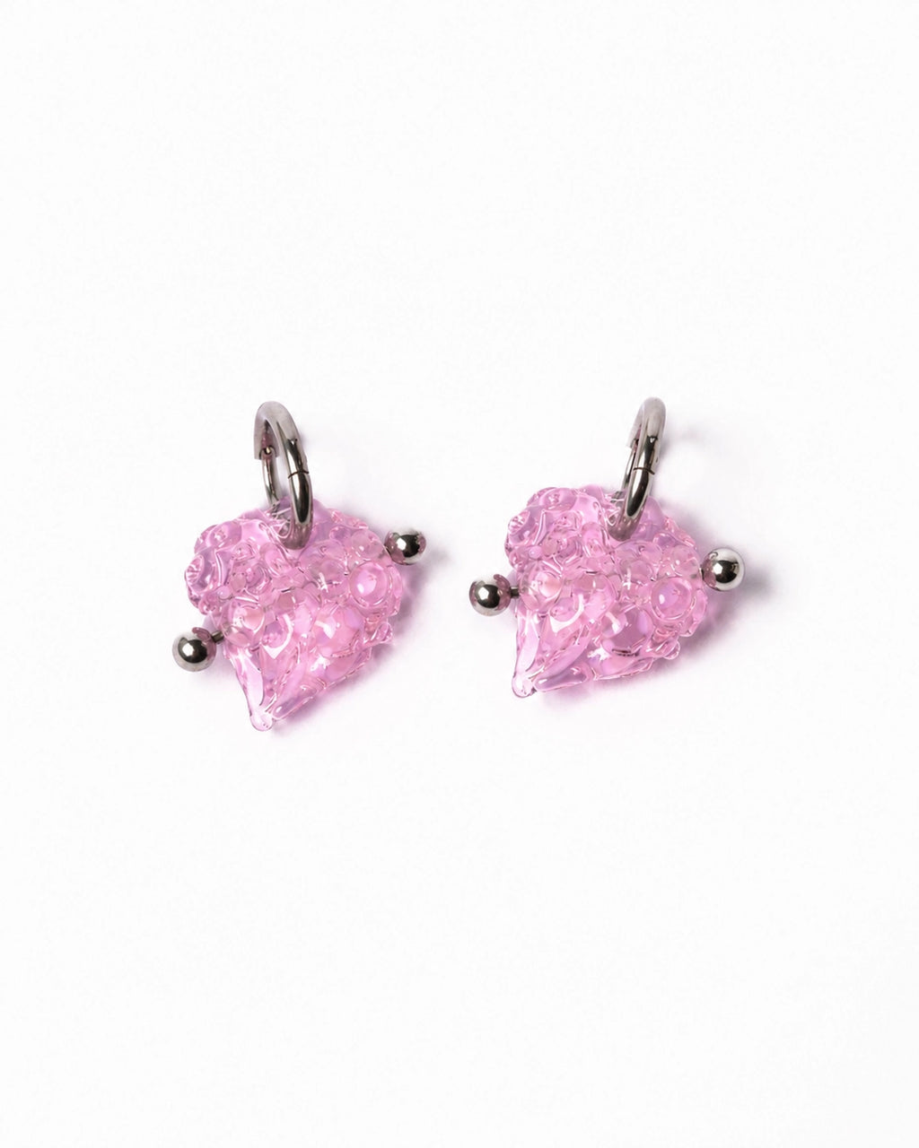 Сережки Crush рожеві зі скла, з пірсингом, ro.ro crafts
