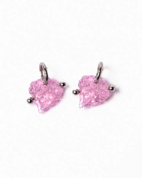 Сережки Crush рожеві зі скла, з пірсингом, ro.ro crafts