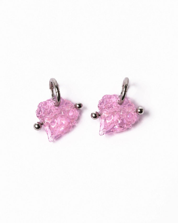 Сережки Crush рожеві зі скла, з пірсингом, ro.ro crafts
